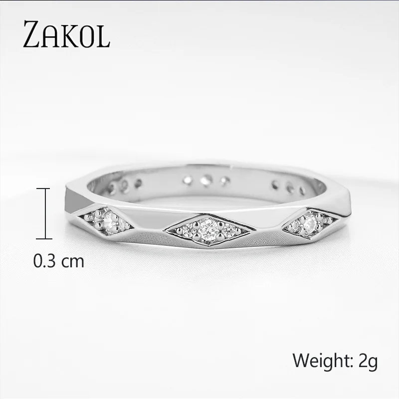 ZAKOL Fashion Murtilcolor Baguette Zirconia Rings for Women Marquise Crystal Men Ring Wedding Party Jewelry Gift