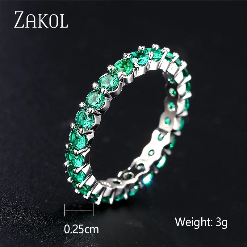 ZAKOL Fashion Murtilcolor Baguette Zirconia Rings for Women Marquise Crystal Men Ring Wedding Party Jewelry Gift