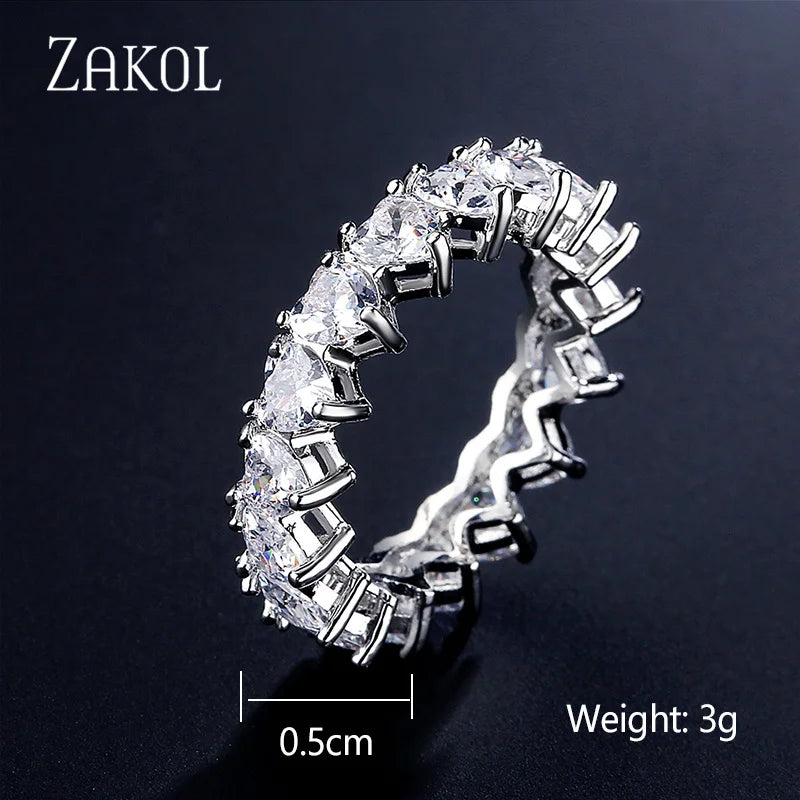 ZAKOL Fashion Murtilcolor Baguette Zirconia Rings for Women Marquise Crystal Men Ring Wedding Party Jewelry Gift