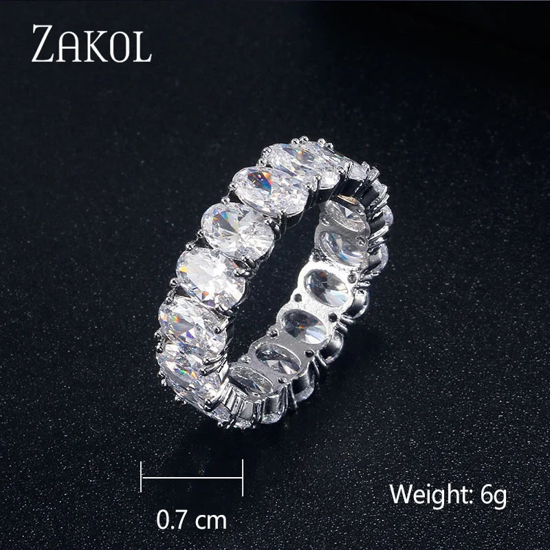 ZAKOL Fashion Murtilcolor Baguette Zirconia Rings for Women Marquise Crystal Men Ring Wedding Party Jewelry Gift