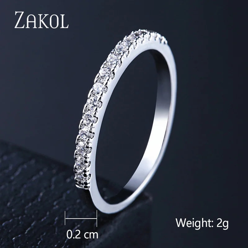 ZAKOL Fashion Murtilcolor Baguette Zirconia Rings for Women Marquise Crystal Men Ring Wedding Party Jewelry Gift